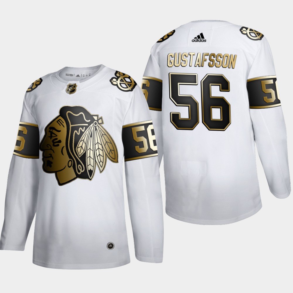 Chicago Blackhawks #56 Erik Gustafsson Men Adidas White Golden Edition Limited Stitched NHL Jersey->chicago blackhawks->NHL Jersey